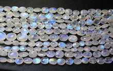 Load image into Gallery viewer, 13 inches, 10-14mm, Natural AA Grade Blue Rainbow Moonstone Faceted Oval Beads, Moonstone Beads - Jalvi &amp; Co.