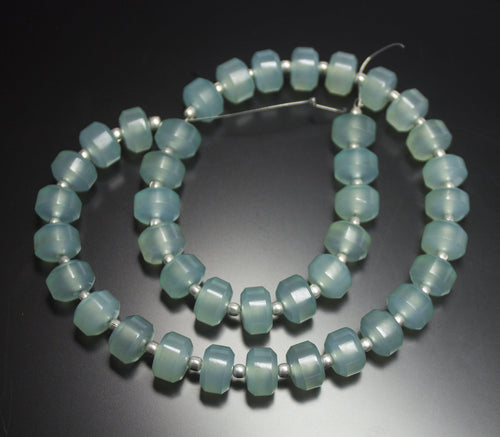13 Inches, 10mm, Natural Aqua Blue Chalcedony Smooth Tyre Whee Rondellel Loose Gemstone Beads - Jalvi & Co.