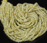13 inches, 3.5mm, Natural Golden Rutile Quartz Faceted Rondelle Beads Strand