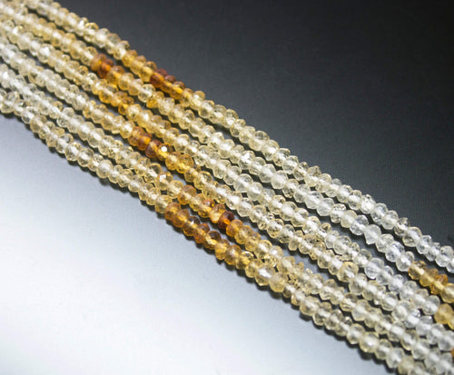 13 inches, 3mm, Natural Shaded Citrine Faceted Rondelle Loose Beads - Jalvi & Co.