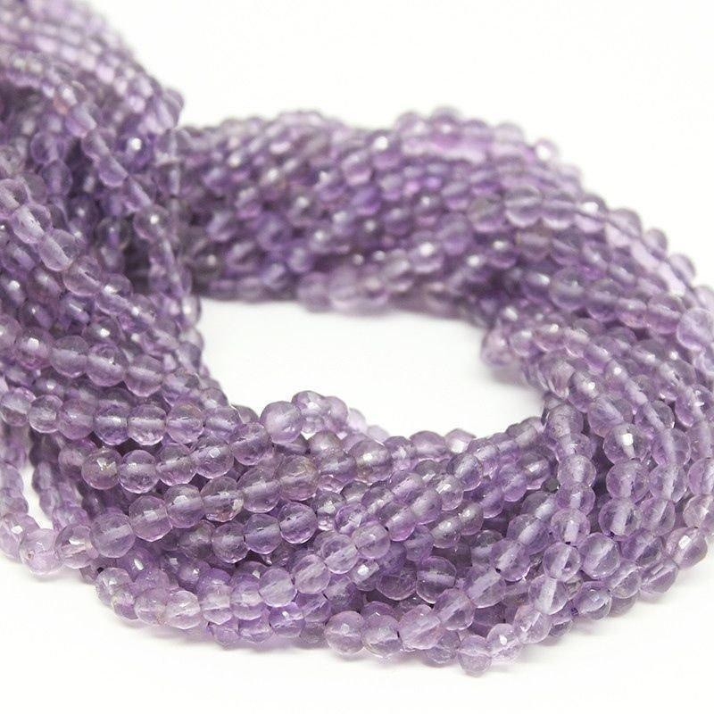 13 inches, 4mm, Pink Amethyst Faceted Round Cut Loose Gemstone Beads, Amethyst Beads - Jalvi & Co.