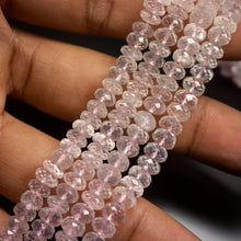 Load image into Gallery viewer, 13 inches, 6mm, Natural Pink Rose Quartz Faceted Rondelle Loose Gemstone Beads - Jalvi &amp; Co.