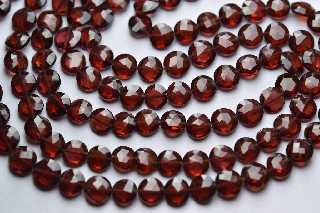 13 Inches Full Strand, Natural Mozambique Garnet Faceted Full Drill Coins Shape Beads,Size 5mm Aprx - Jalvi & Co.