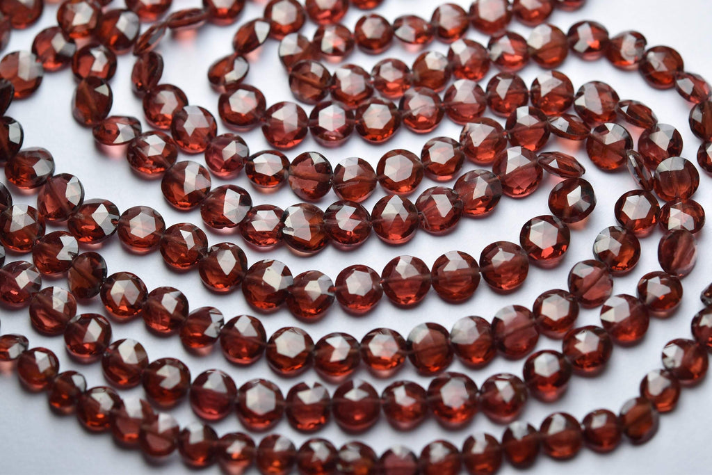 13 Inches Full Strand, Natural Mozambique Garnet Faceted Full Drill Coins Shape Beads,Size 5mm Aprx - Jalvi & Co.