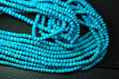 13 Inches Strand.Blue Turquoise Faceted Rondelles Size 3.5-3mm - Jalvi & Co.