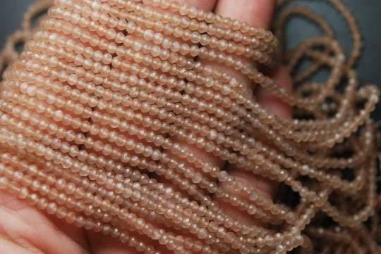 13 Inches Strand Cutting Peach Moonstone Size 3mm - Jalvi & Co.