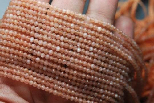 13 Inches Strand Cutting Peach Moonstone Size 3mm - Jalvi & Co.