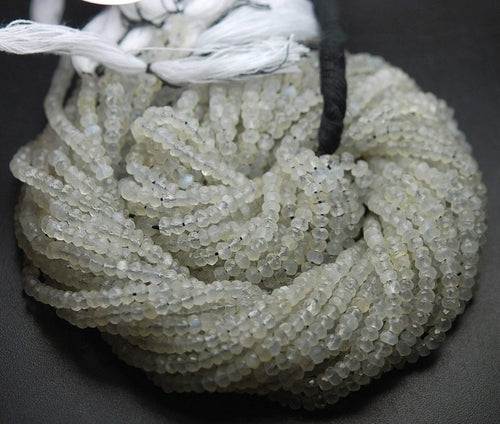 13 Inches Strand Full Strand Ceylon Moonstone Faceted Rondelle Beads, 3.5-4mm - Jalvi & Co.