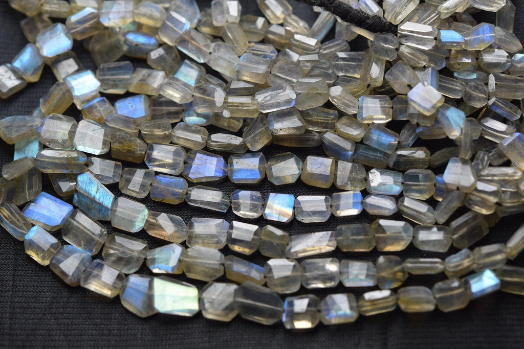 13 Inches Strand, Natural Labradorite Faceted Step Cut Nuggets 6-10mm Size - Jalvi & Co.