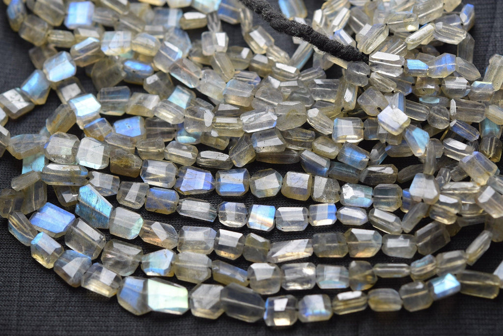 13 Inches Strand, Natural Labradorite Faceted Step Cut Nuggets 6-10mm Size - Jalvi & Co.