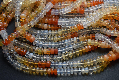 13 Inches Strand, Natural Mexican Orange Fire Opal Faceted Rondelles,Size 4.5mm - Jalvi & Co.
