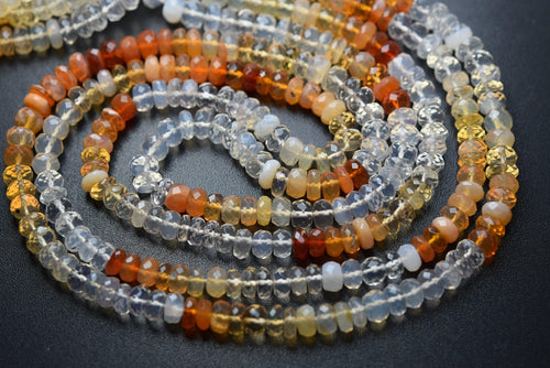 13 Inches Strand, Natural Mexican Orange Fire Opal Faceted Rondelles,Size 4.5mm - Jalvi & Co.