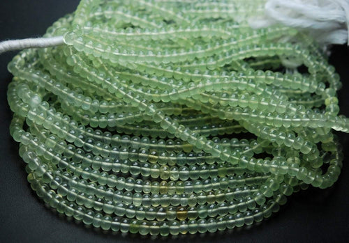 13 Inches Strand Rare Natural Prehnite Smooth Rondelle, 5mm - Jalvi & Co.