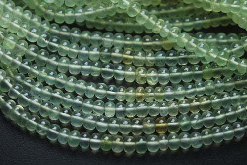 13 Inches Strand Rare Natural Prehnite Smooth Rondelle, 5mm - Jalvi & Co.