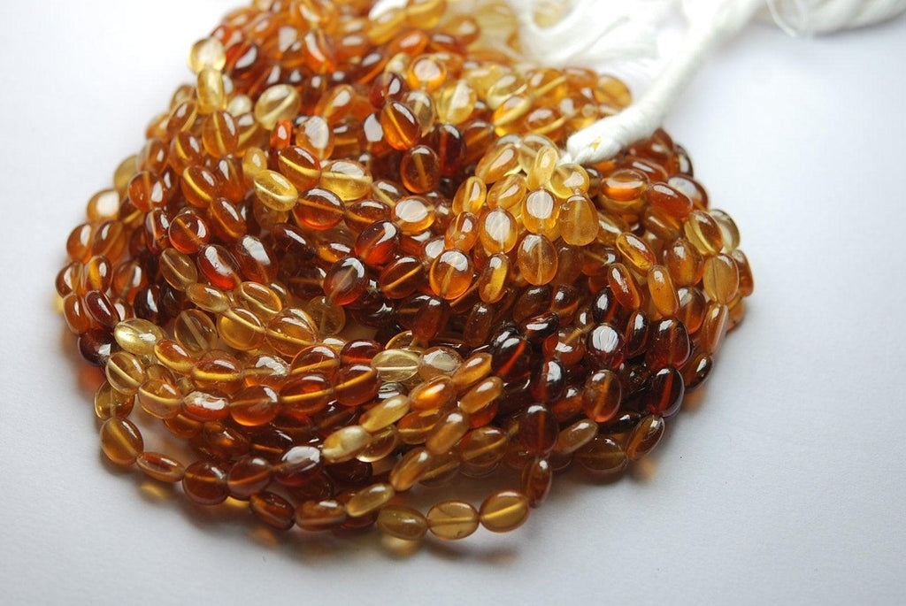 13 Inches Strand, Shaded Orange Hessonite Garnet Smooth Oval Beads, 6-8mm - Jalvi & Co.