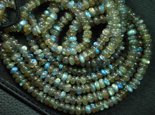 Load image into Gallery viewer, 13 Inches Strand, Super Blue Flash Labradorite Smooth Rondelle Beads Shape 4mm Size - Jalvi &amp; Co.