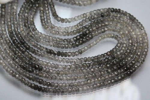 13 Inches Strand,Rare Black Tourmalinated Quartz Faceted Beads, 5-6mm - Jalvi & Co.