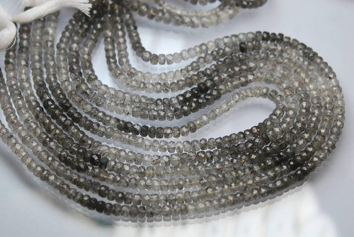 13 Inches Strand,Rare Black Tourmalinated Quartz Faceted Beads, 5-6mm - Jalvi & Co.