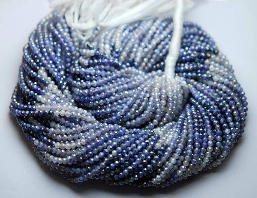 13 Inches Strand,Super Cutting,Mystic Blue Shaded Moonstone Micro Faceted Rondelles,Size 3mm - Jalvi & Co.