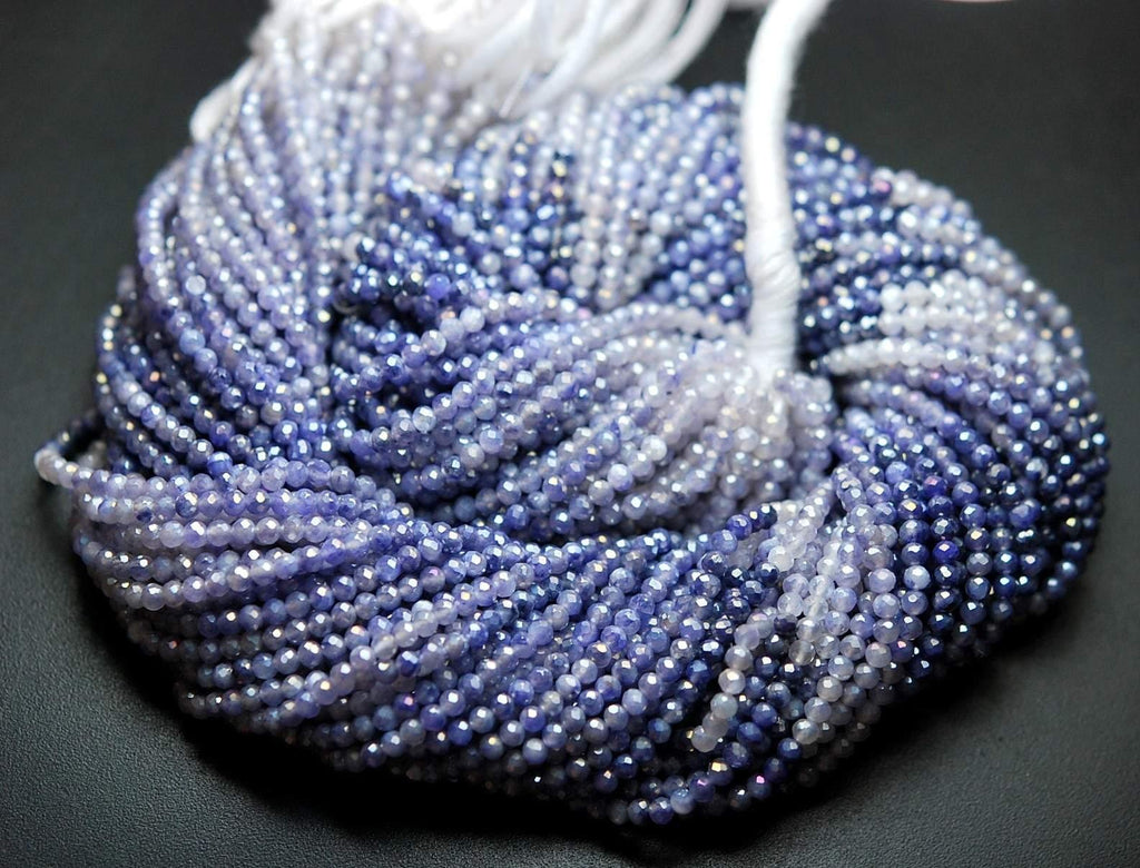 13 Inches Strand,Super Cutting,Mystic Blue Shaded Moonstone Micro Faceted Rondelles,Size 3mm - Jalvi & Co.