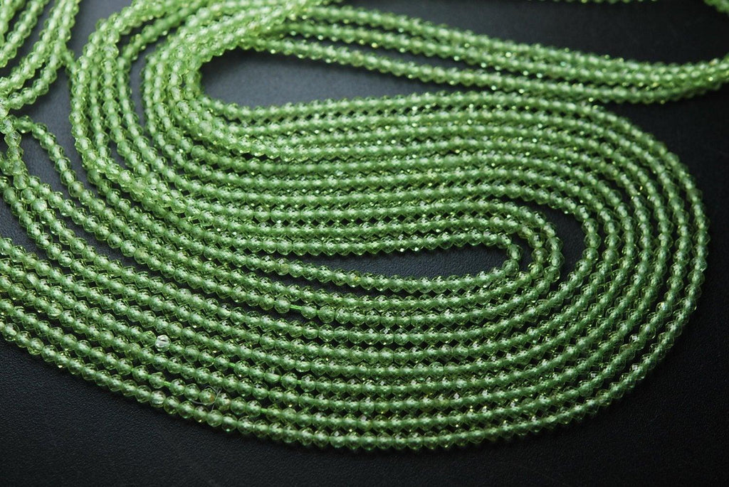 13 Inches Super Finest Peridot Faceted Rondelles Size 3mm - Jalvi & Co.