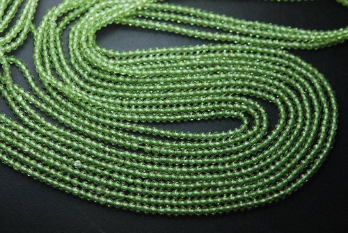 13 Inches Super Finest Peridot Faceted Rondelles Size 3mm - Jalvi & Co.