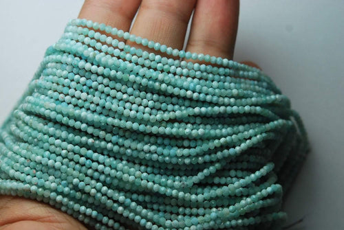 13'' Strand, Aaa Super Cutting, Natural Larimar Faceted Rondelles 2.75mm - Jalvi & Co.