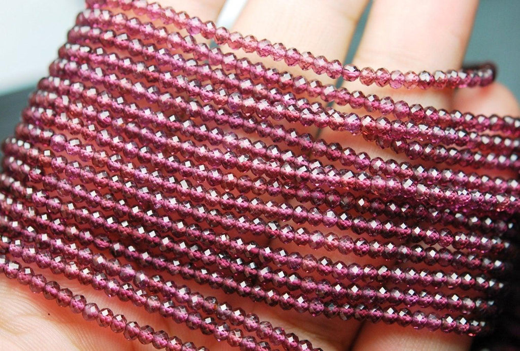 13'' Strand, Natural Aaa Rhodolite Garnet Super Cutting Faceted Rondelles 3.10mm - Jalvi & Co.