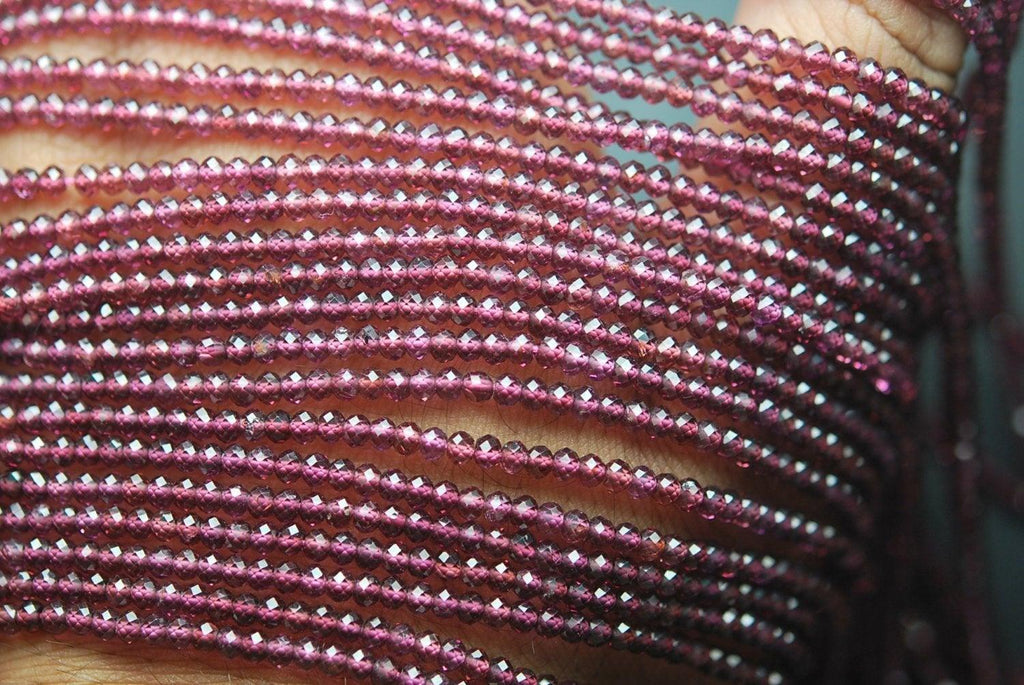 13'' Strand, Natural Aaa Rhodolite Garnet Super Cutting Faceted Rondelles 3.10mm - Jalvi & Co.
