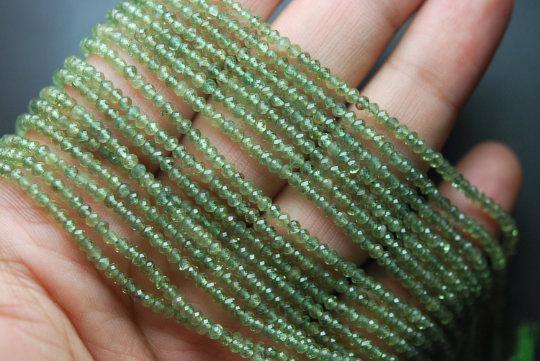 13'' Strand Natural Green Apatite Faceted Rondelle Beads Size 2.90mm - Jalvi & Co.