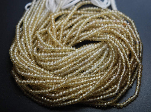 13'' Strand,Champagne Color Natural Zircon Micro Faceted Rondells, Size 3.10mm - Jalvi & Co.