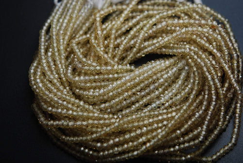 13'' Strand,Champagne Color Natural Zircon Micro Faceted Rondells, Size 3.10mm - Jalvi & Co.