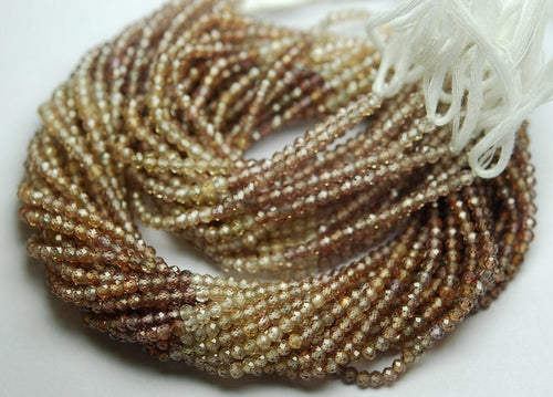 13'' Strand,Champagne Color Natural Zircon Micro Faceted Rondells, Size 3.70mm - Jalvi & Co.