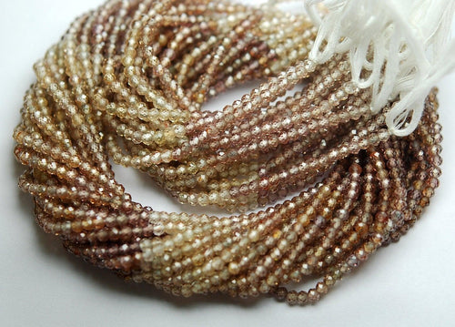 13'' Strand,Champagne Color Natural Zircon Micro Faceted Rondells, Size 3.70mm - Jalvi & Co.