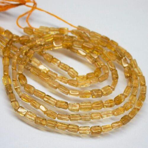 13" Yellow Citrine Smooth Rectangle Shape Gemstone Beads, Citrine Beads - Jalvi & Co.