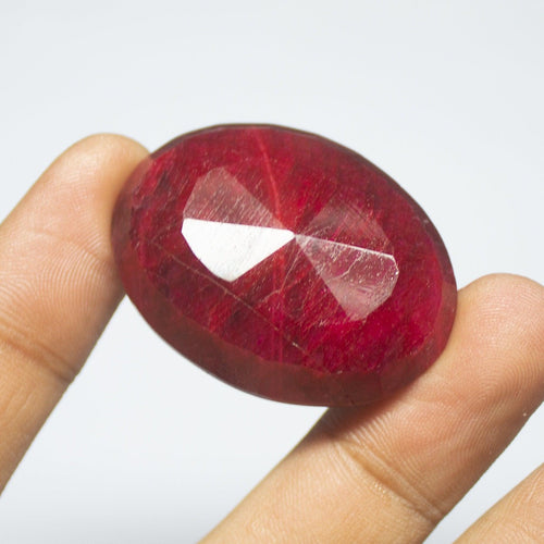 139ct, 40x30x11mm, Natural Blood Red Ruby Oval Cut Large Size Loose Gemstone, Ruby - Jalvi & Co.