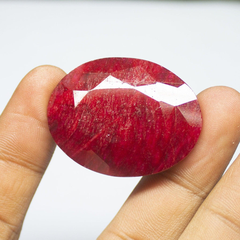 139ct, 40x30x11mm, Natural Blood Red Ruby Oval Cut Large Size Loose Gemstone, Ruby - Jalvi & Co.