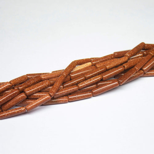 13inch, 11-17mm, Natural Goldstone Smooth Tube Beads, Goldstone Beads - Jalvi & Co.