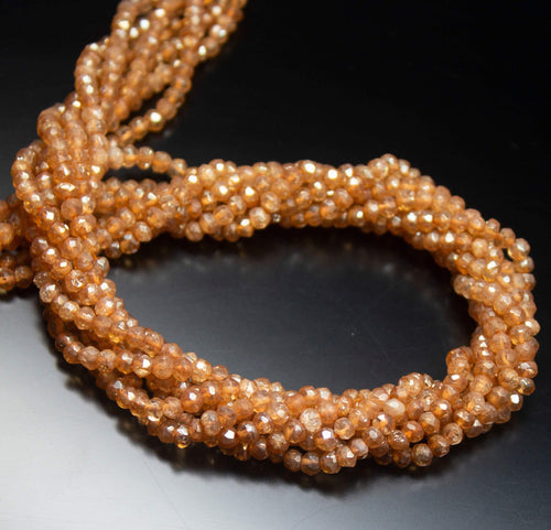 13inch, 4mm, Mystic Orange Quartz Faceted Rondelle Gemstone Beads, Quartz Beads - Jalvi & Co.