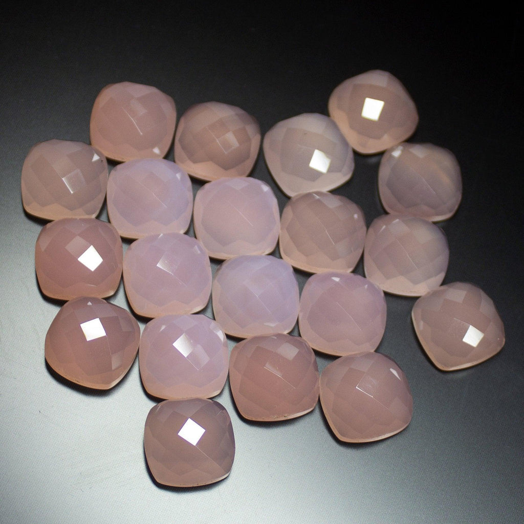 13mm Natural Rose Pink Chalcedony Checker Cut Cushion Loose Gemstone - Jalvi & Co.