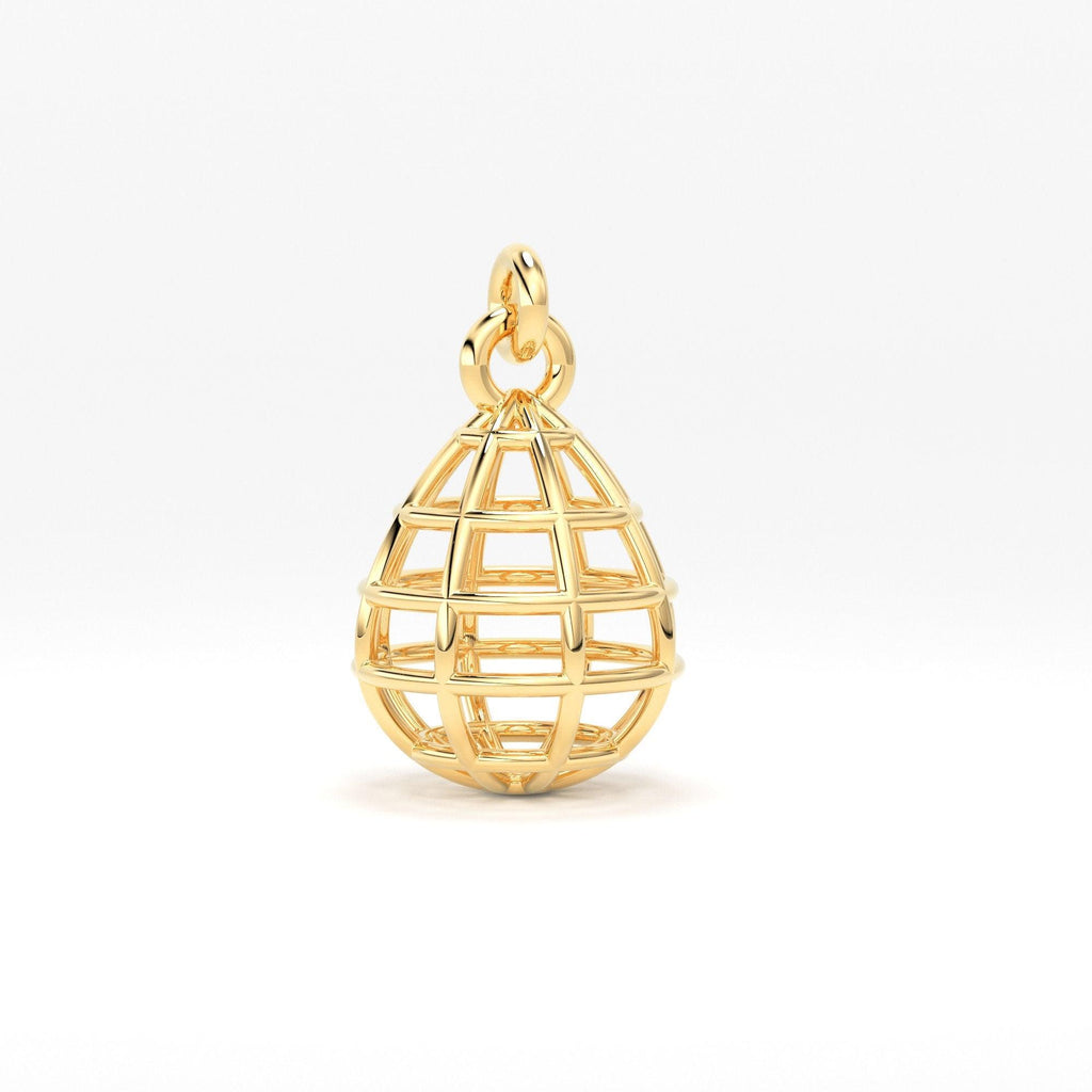 13x9mm 18k Solid Yellow Gold Teardrop Cage Charm Pendant Finding - Jalvi & Co.