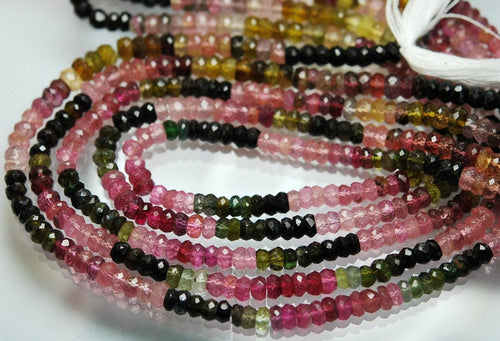 14.5 Inch-Super-Finest- Multi Tourmaline Faceted Rondelles 4.5-5mm Full 14.5 Inch Strand,Super Finest Quality - Jalvi & Co.