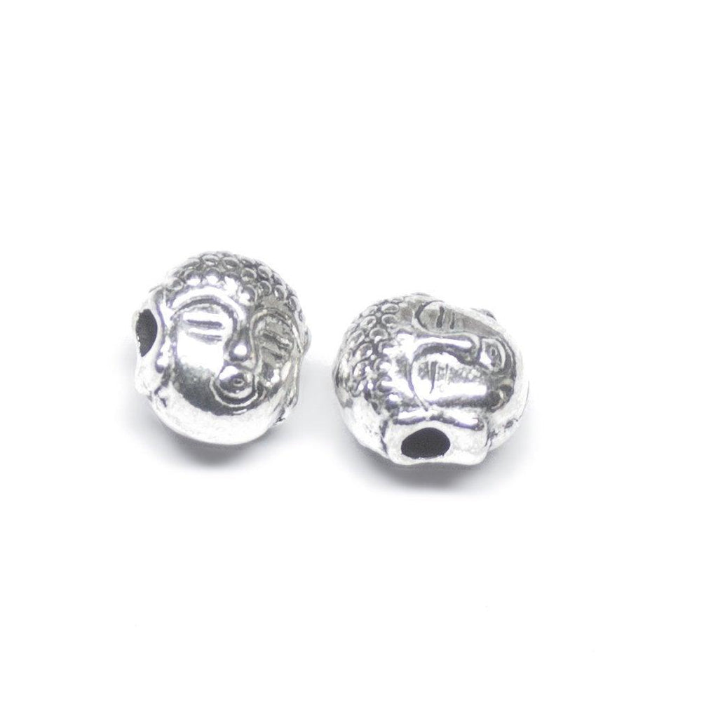 14 Buddha Spacer Beads Antique Silver Tone Meditation Bead - SC144 - Jalvi & Co.