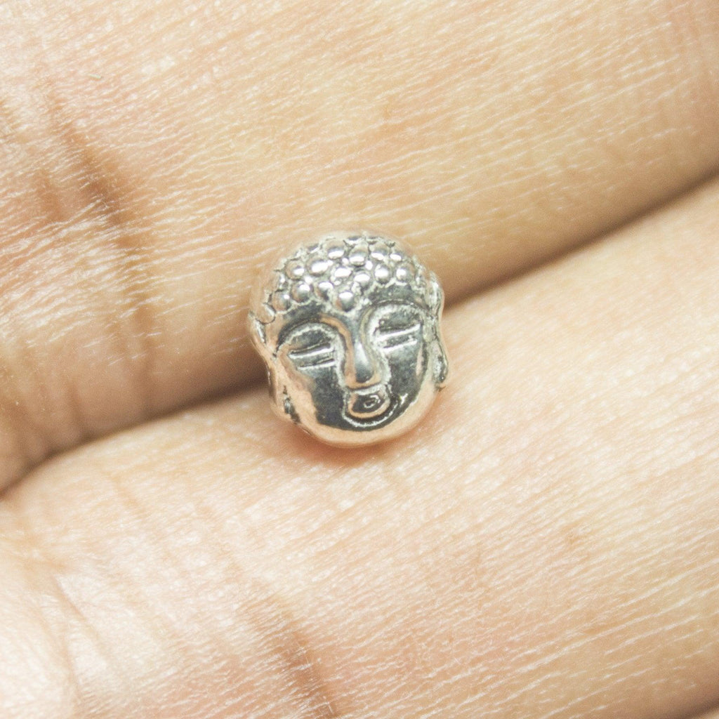 14 Buddha Spacer Beads Antique Silver Tone Meditation Bead - SC144 - Jalvi & Co.