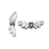 14 Butterfly Spacer Bead Silver Tone Insect 2 Sided