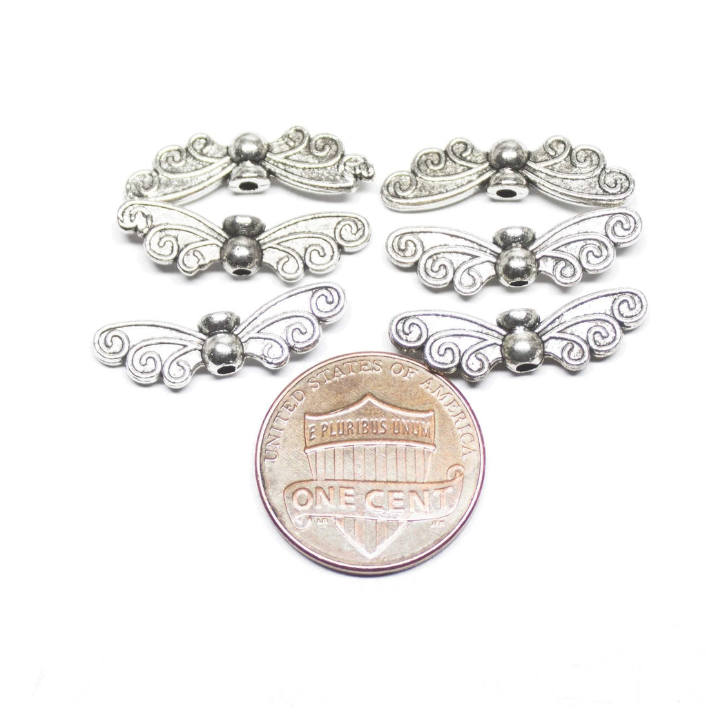 14 Butterfly Spacer Bead Silver Tone Insect 2 Sided - Jalvi & Co.