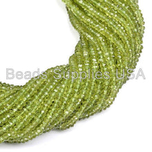 Load image into Gallery viewer, 14&quot; Full Strand, Natural AA Grade Green Peridot Faceted Rondelle Gemstone Beads, 3.50-4.50mm, 35cm long - Jalvi &amp; Co.