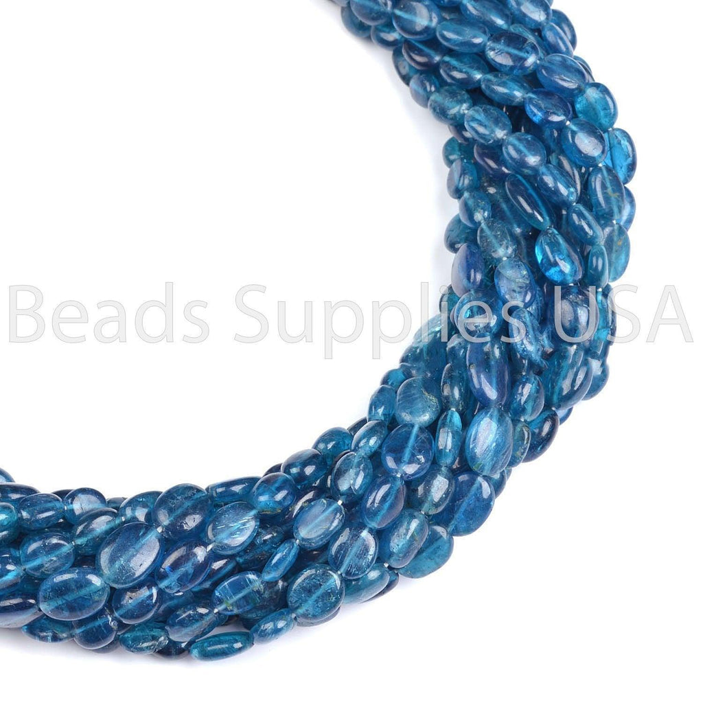 14" Full Strand, Neon Apatite Smooth Oval Shape Gemstone Beads, Apatite Beads - Jalvi & Co.