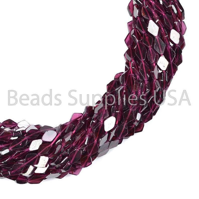 14" Full Strand, Red Garnet Flat Kite Diamond Smooth Shape Gemstone Beads, Garnet Beads, 8-9mm - Jalvi & Co.
