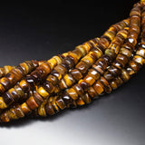 Tiger's Eye Smooth Round Wheel Shape Gemstone Beads, 7mm 3 Strands 14